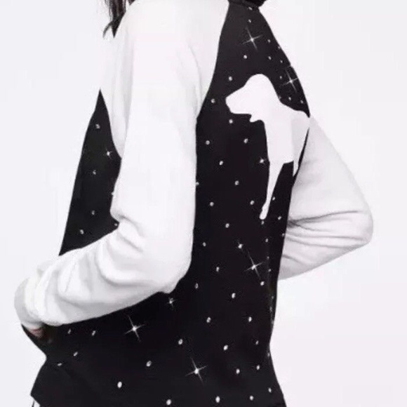 VS Pink XL M Hoodie Black White Bling Sweatshirt - Picture 8 of 8